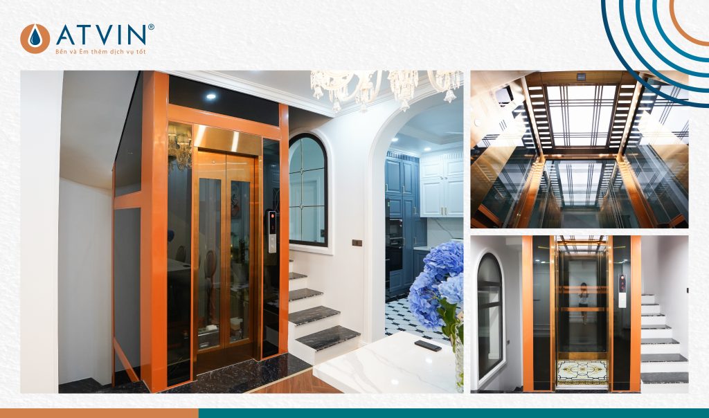 Thông số công trình KĐT Geleximco có kích thước thang máy gia đình 350Kg là 1550x1650mm