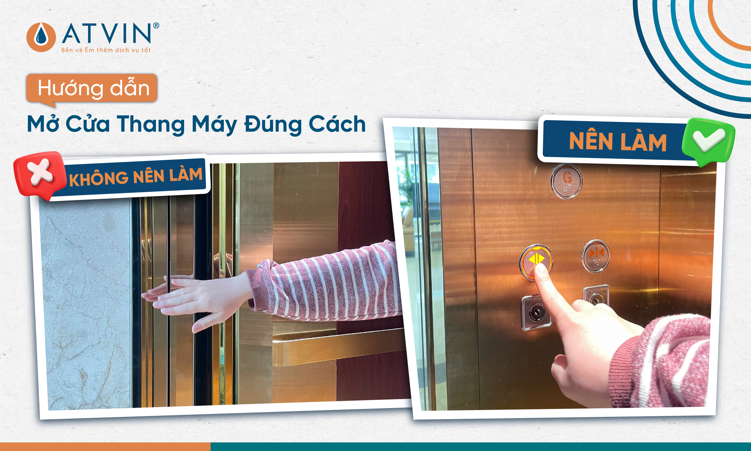 Mở cửa thang máy đúng cách