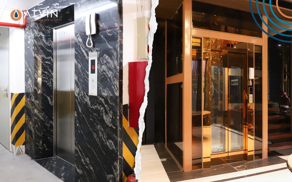 Giá thang máy gia đình loại thang xây sẽ thấp hơn loại thang kính